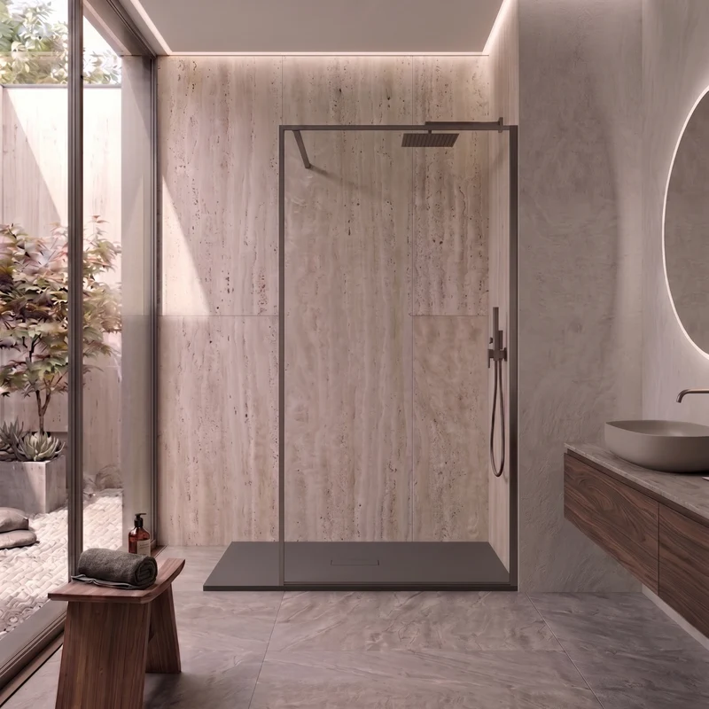 Parete Walk-in 100 cm Vetro Trasparente e Profilo Piombo - Breeze