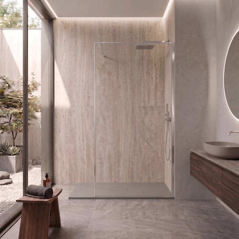 Parete Walk-in 100 cm Vetro Trasparente e Profilo Brush - Breeze