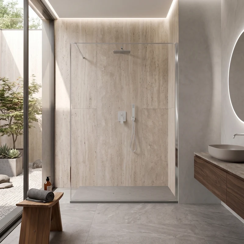 Parete Walk-in 120 cm Vetro Trasparente e Profilo Cromo - Breeze