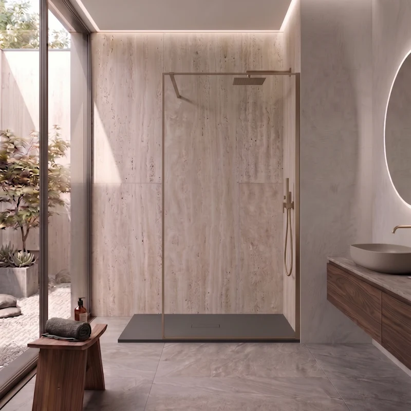 Parete Walk-in 100 cm Vetro Trasparente e Profilo Mud - Breeze