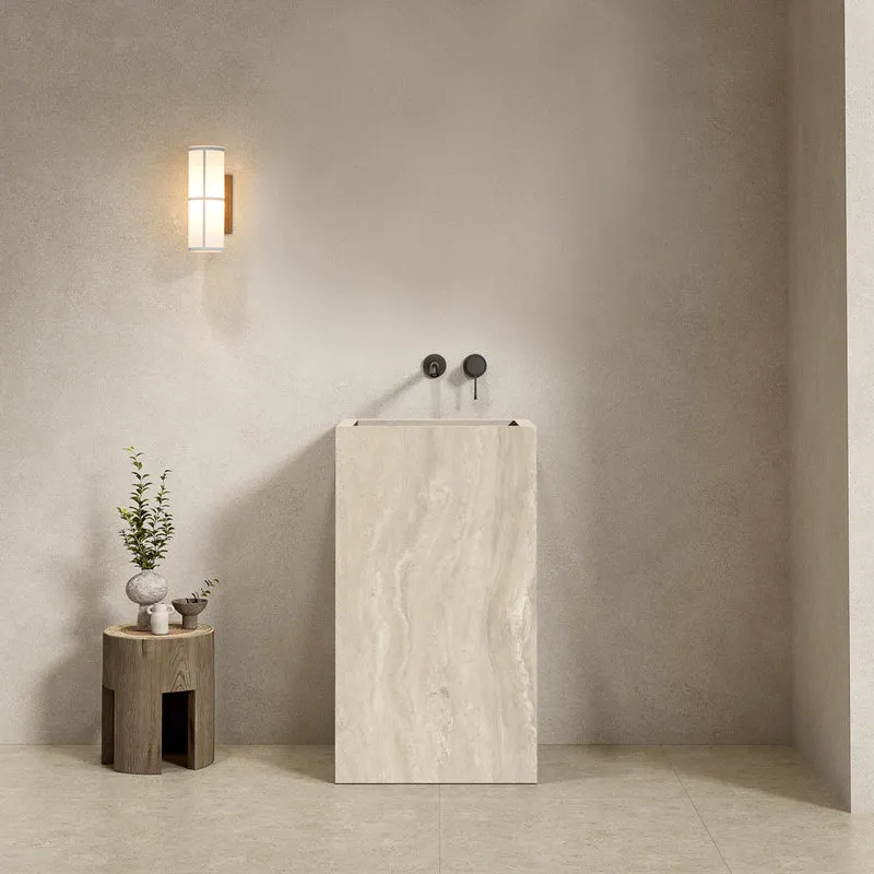 Lavabo Freestanding in Gres Opaco Travertino 60 cm - Pedestal