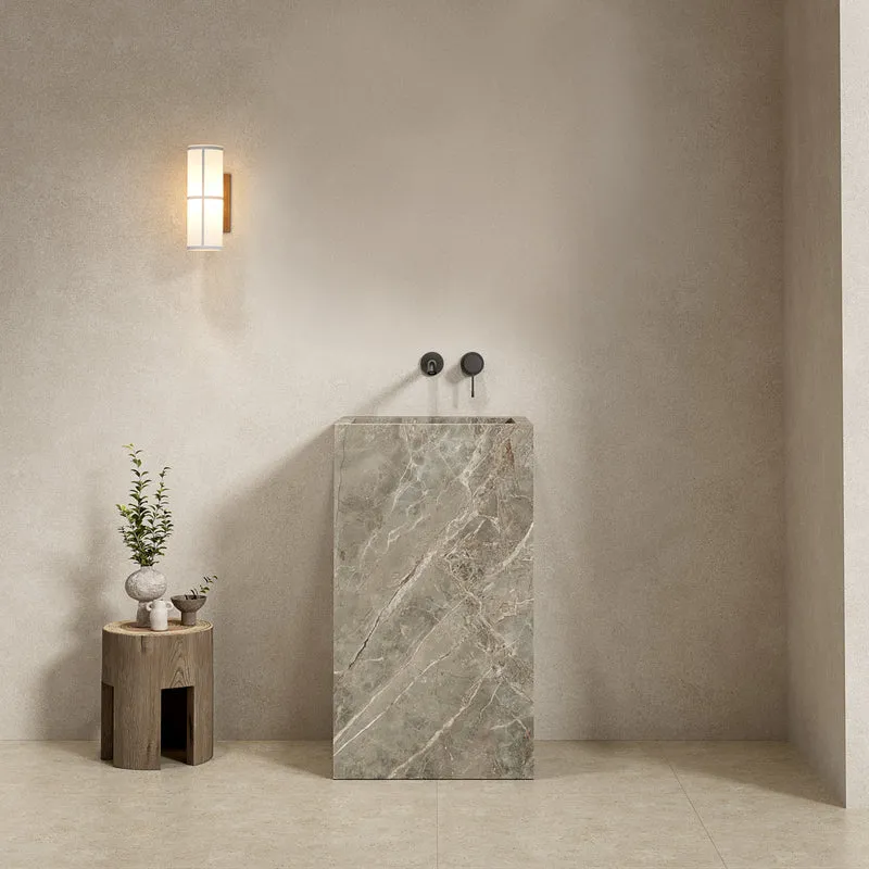 Lavabo Freestanding in Gres Opaco Etoile Grigio 60 cm - Pedestal
