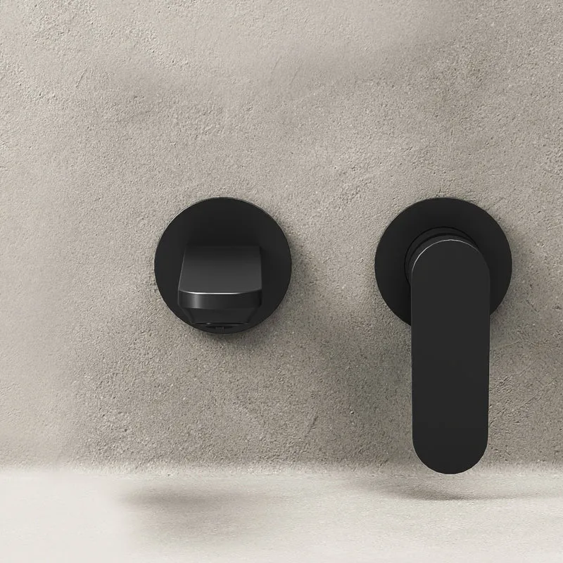 Miscelatore Lavabo a Parete con Piletta Click Clack Nero Opaco - Neptune