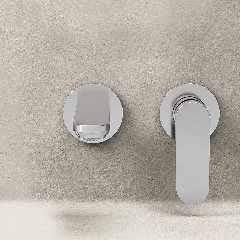 Miscelatore Lavabo a Parete con Piletta Click Clack Cromo Lucido - Neptune