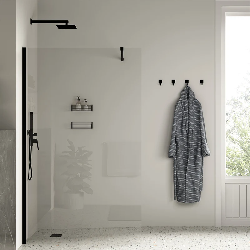Parete Walk-in 140 cm Vetro Trasparente e Profilo Nero - Rest