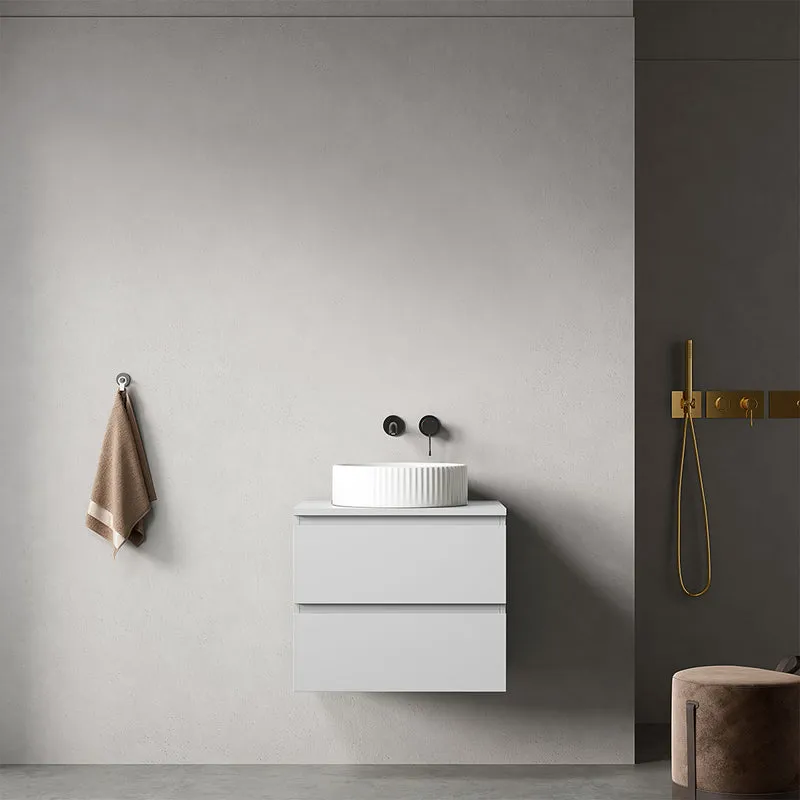 Mobile bagno sospeso 60 cm Bianco Opaco per Lavabo d'appoggio Senza Specchio - Fiji Paint Top