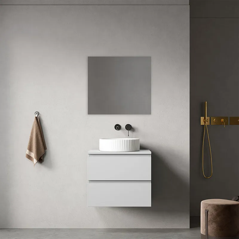 Mobile bagno sospeso 60 cm Bianco Opaco per Lavabo d'appoggio Specchio Quadro - Fiji Paint Top