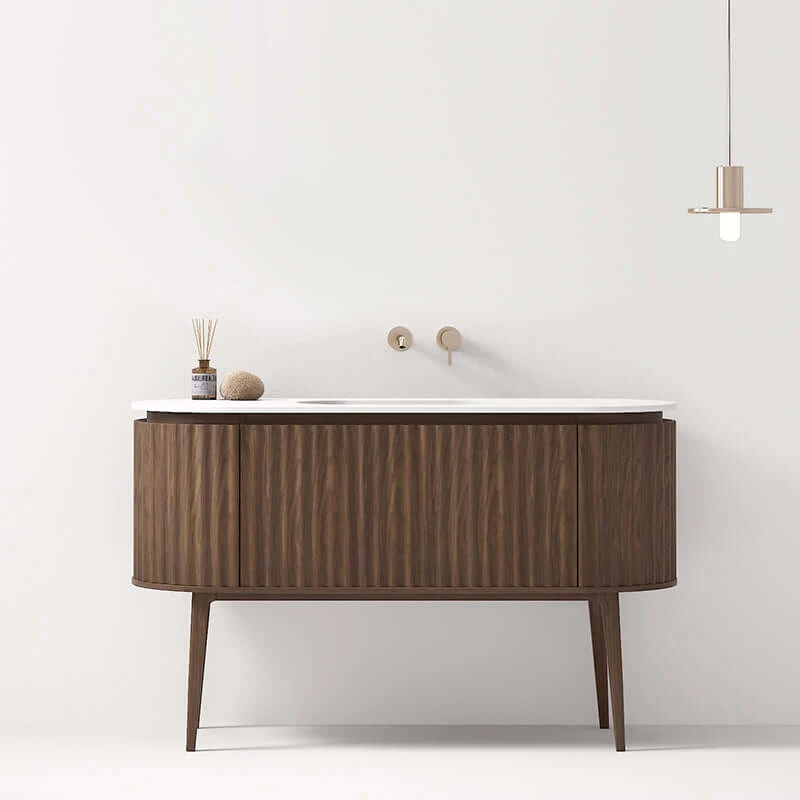 Mobile Bagno A Terra 140 cm Rovere Scuro Senza Specchio - Reid