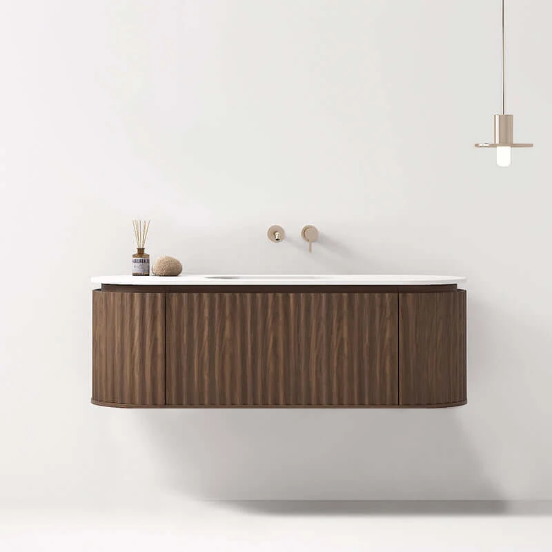 Mobile Bagno Sospeso 140 cm Rovere Scuro Sospeso Senza Specchio - Reid