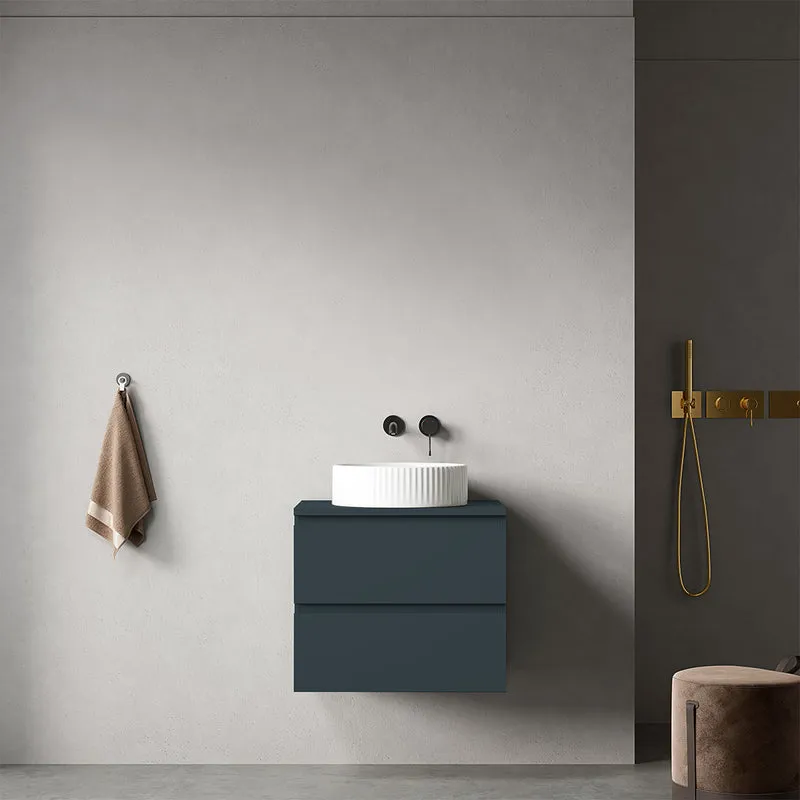 Mobile bagno sospeso 60 cm Blu Mare per Lavabo d'appoggio Senza Specchio - Fiji Paint Top