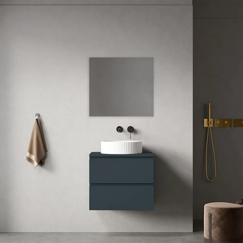 Mobile bagno sospeso 60 cm Blu Mare per Lavabo d'appoggio Specchio Quadro - Fiji Paint Top