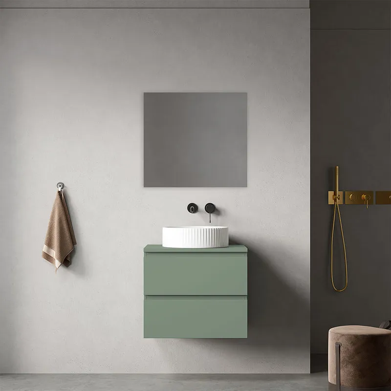 Mobile bagno sospeso 60 cm Verde Salvia per Lavabo d'appoggio Specchio Quadro - Fiji Paint Top