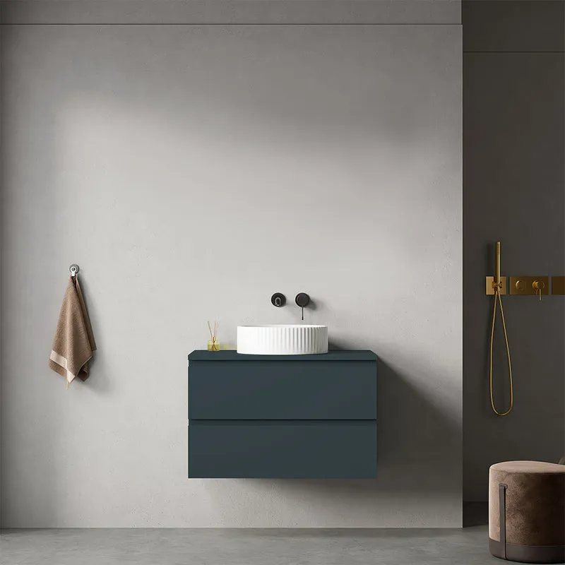 Mobile bagno sospeso 80 cm Blu Mare per Lavabo d'appoggio Senza Specchio - Fiji Paint Top