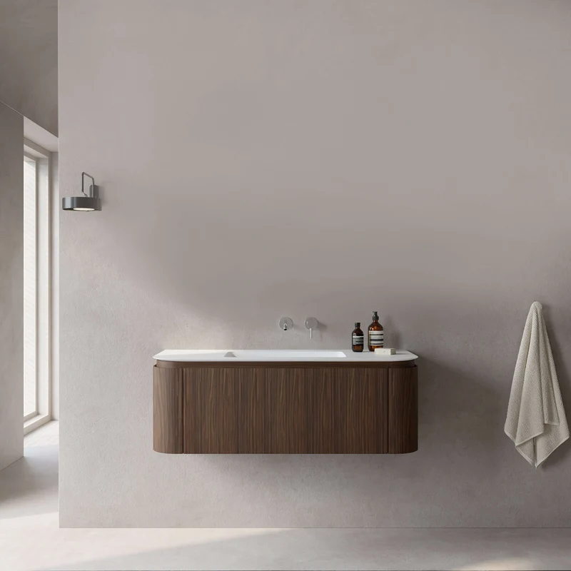 Mobile Bagno 120 cm Sospeso Rovere Medio Senza Specchio - Nooma