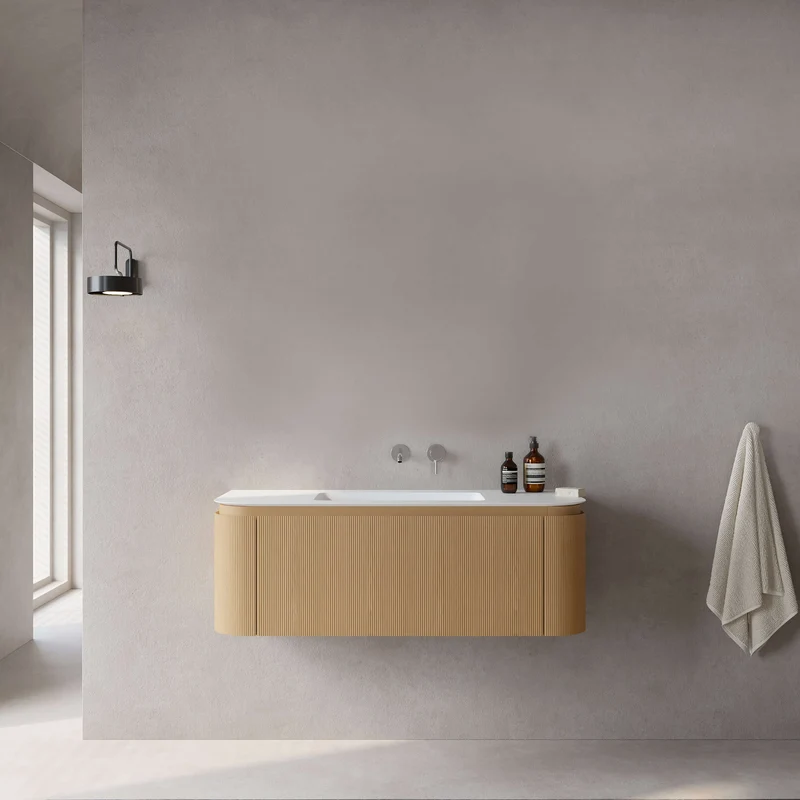 Mobile Bagno 120 cm Sospeso Rovere Chiaro Senza Specchio - Nooma
