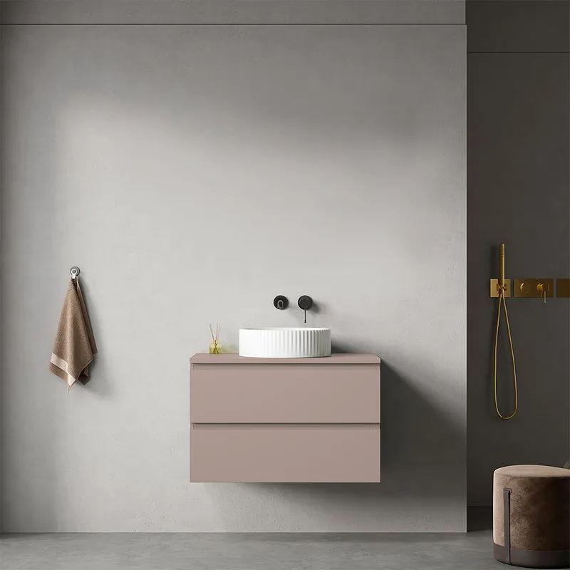 Mobile bagno sospeso 80 cm Rosa Retrò per Lavabo d'appoggio Senza Specchio - Fiji Paint Top