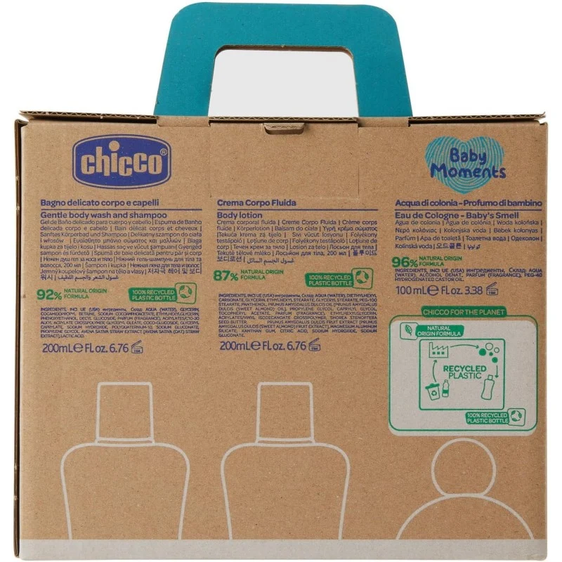 Chicco Set Bagno,crema,colonia Baby Moments – Cartone 2 pz