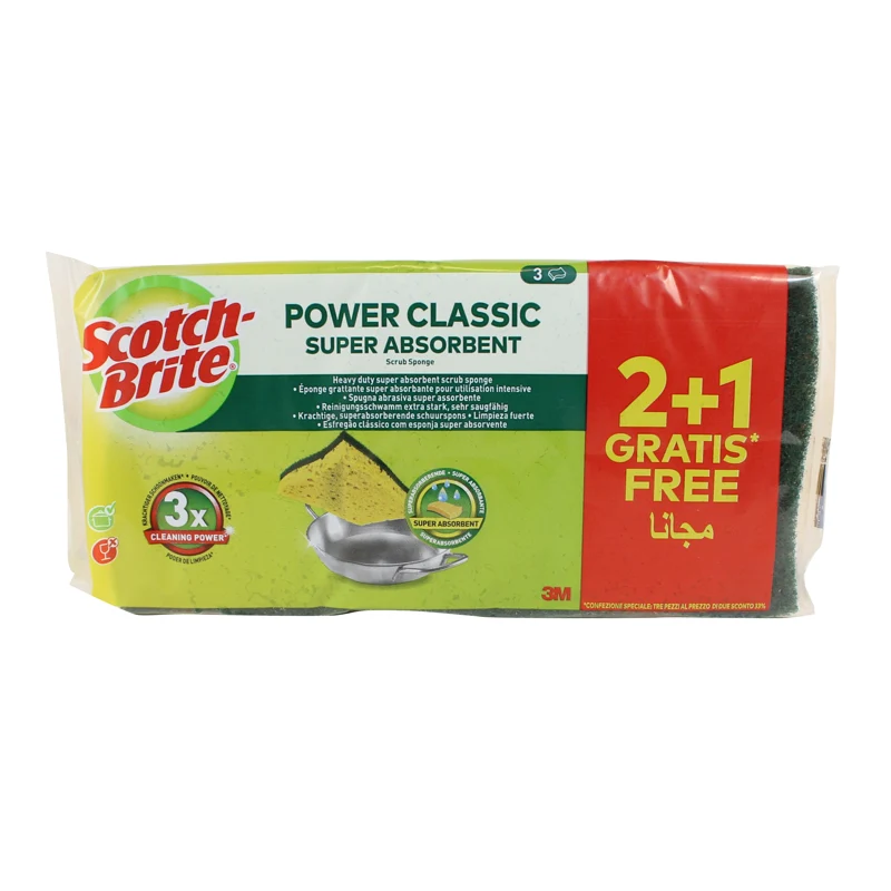 Scotch-Brite Brite Spugna Fibraverde Vegetale pz 2+1 – Cartone 15 pz