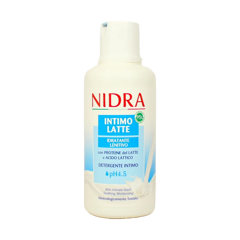 Nidra Intimo Latte 500ml — Detergente Intimo · Cartone da 12 flaconi