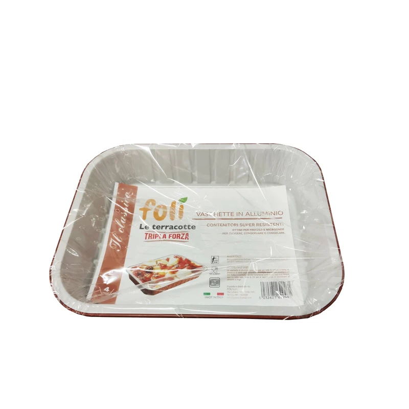 Foli'cont Terracotte 4 Porzioni — Contenitore Alluminio da Cucina · Cartone da 24 pezzi