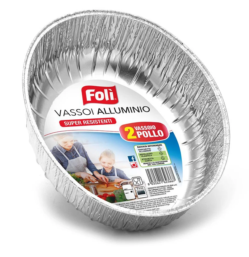 Foli'cont Alluminio Vassoio Piccolo 2pz – Cartone 36 pz