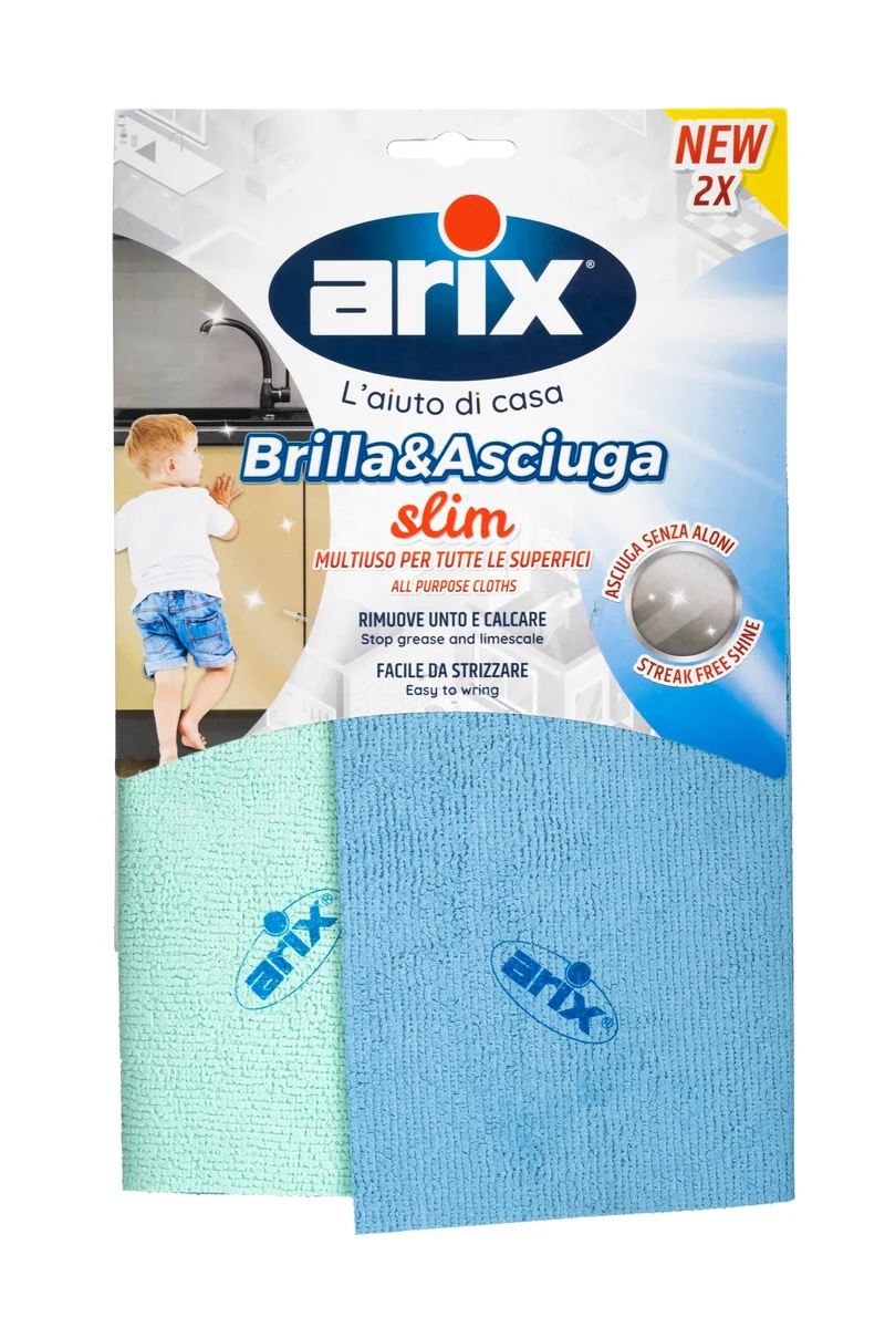 Arix Panno Microfibra Slim Brilla&asciuga pz 2 – Cartone 12 pz