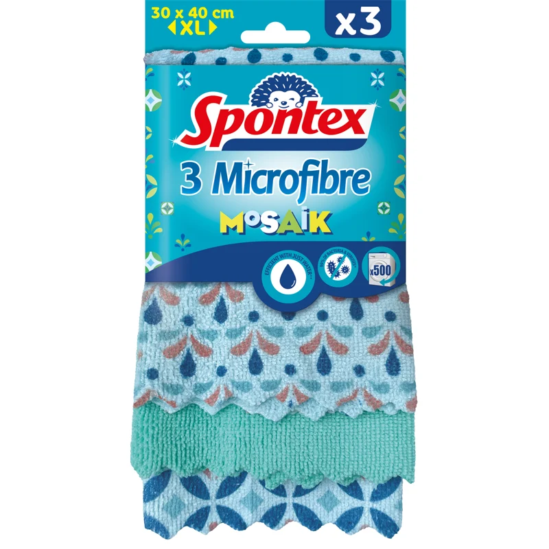 Spontex Panni Microfibre Mosaik pz 3 – Cartone 10 pz