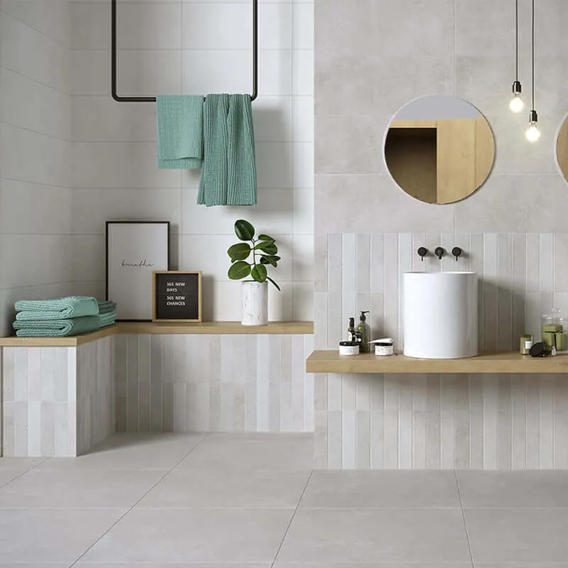 Rivestimento in Ceramica Effetto Resina 25x60 Bianco Roma Wall - Herberia