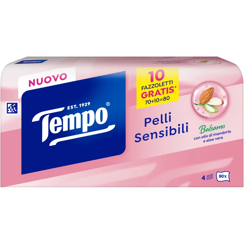 Tempo Veline 3veli pz 80 Pelli Sensibili – Cartone 12 pz