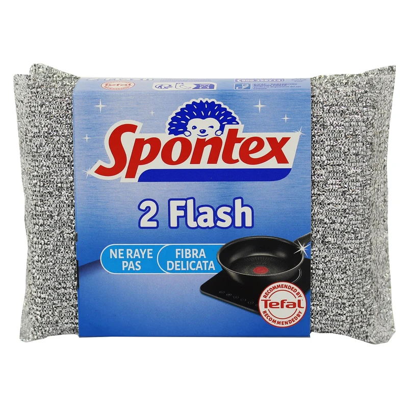 Spontex Fibra Flash Spugna pz 2 Delicata – Cartone 20 pz