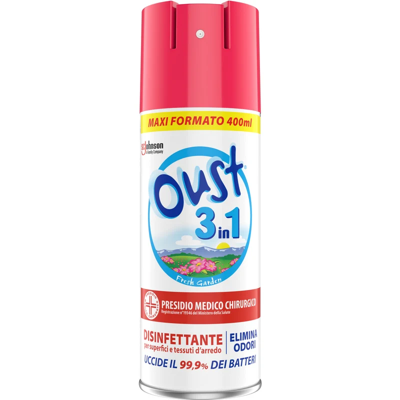 Oust Deodorante Spray 400 ml 3in1 — Deodorante per Ambienti · Cartone da 12 confezioni