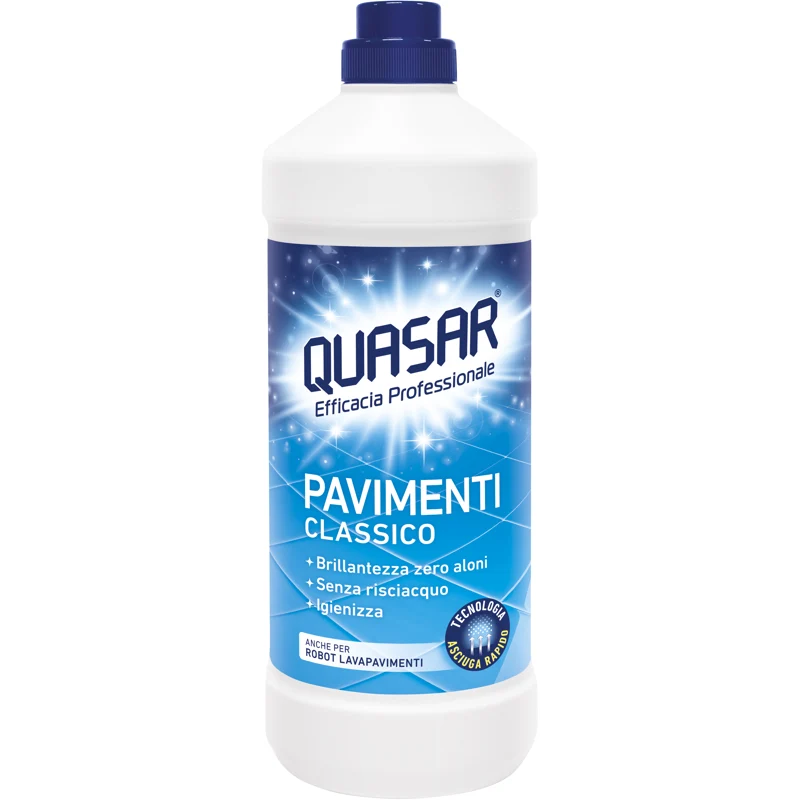 Quasar Detergente Pavimenti 1lt — Detergente Multiuso per Pavimenti · Cartone da 8 confezioni