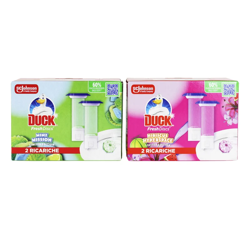 Duck Fresh Discs Ricarica 2 dischi — Deodorante Adesivo per WC · Cartone da 10 confezioni