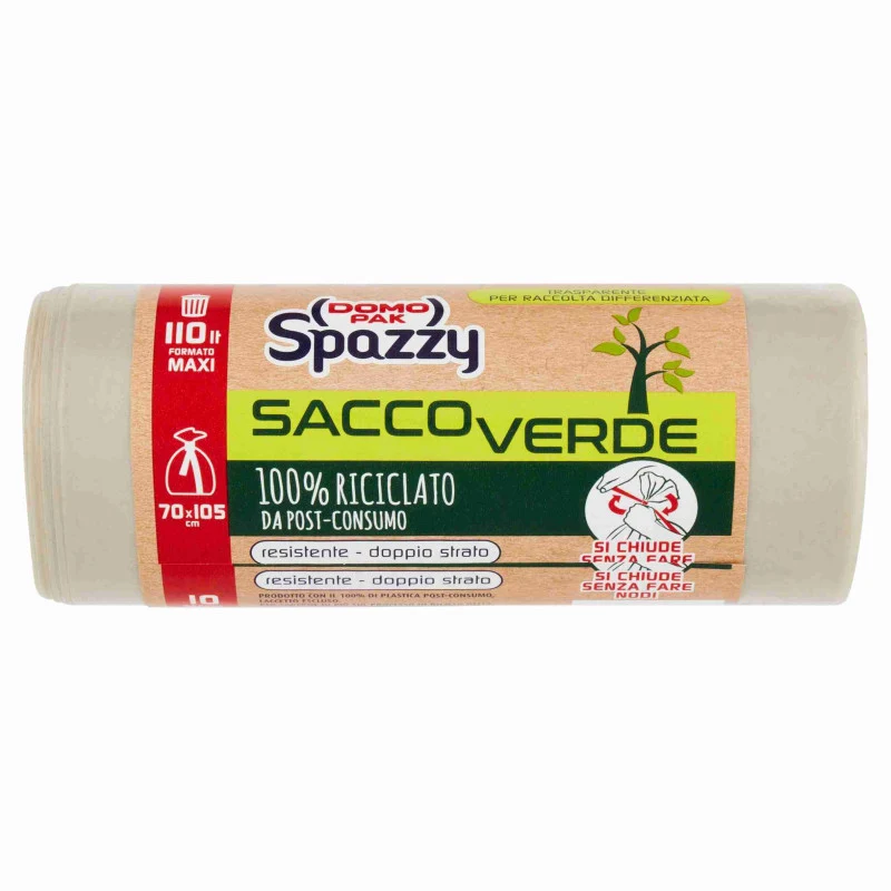 Domopak Sacco Bio 110 lt 70×105 cm — Sacco Spazzatura Biodegradabile · Cartone da 25 confezioni