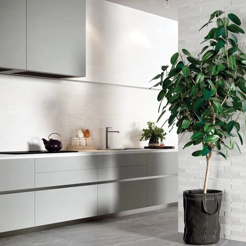 Rivestimento in Ceramica Effetto Pietra 25x75 Bianco Orione - Herberia