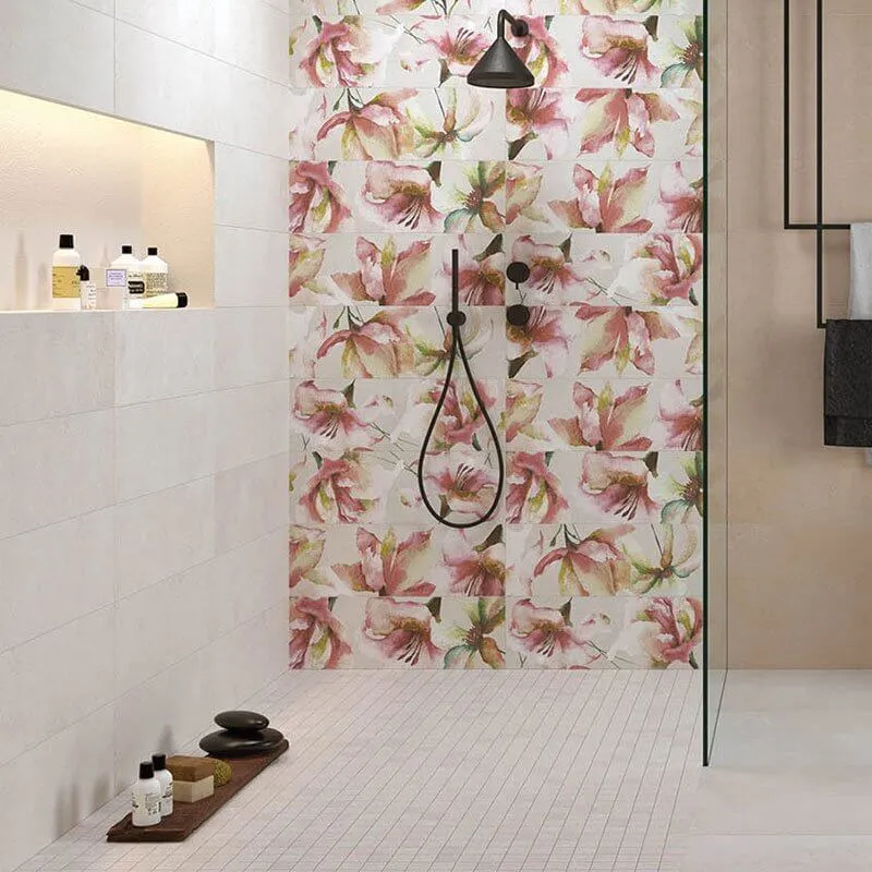 Rivestimento in Ceramica Decoro 25x75 Decoro Lilium Materia Wall - Herberia