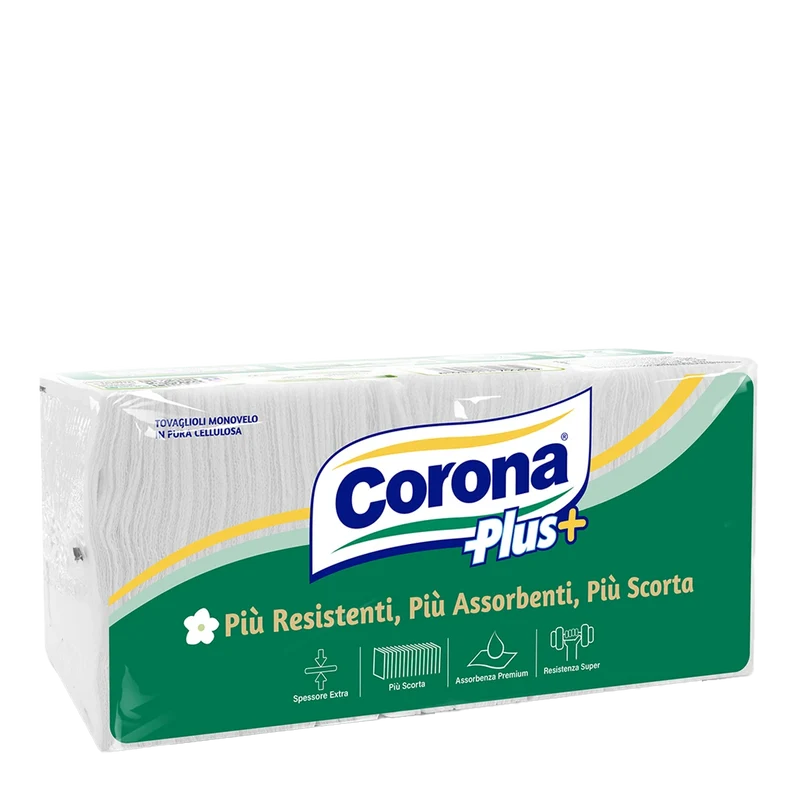 Corona Tovaglioli Plus Piu'scorta Monovelo Bianco – Cartone 10 pz