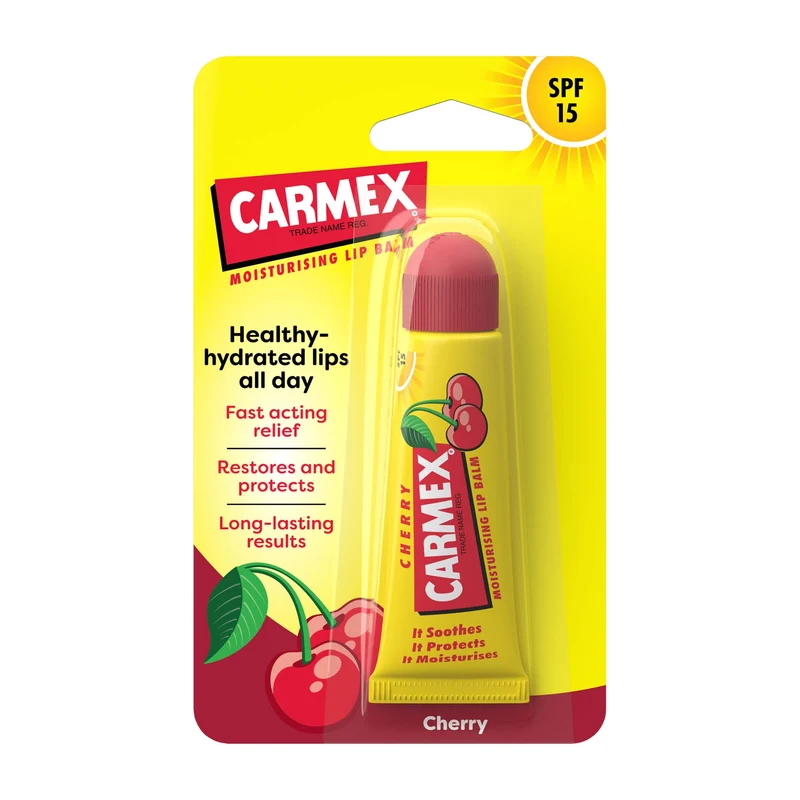 Carmex Lip Tubo FP 15 10 g — Balsamo Labbra con Protezione Solare · Cartone da 12 confezioni