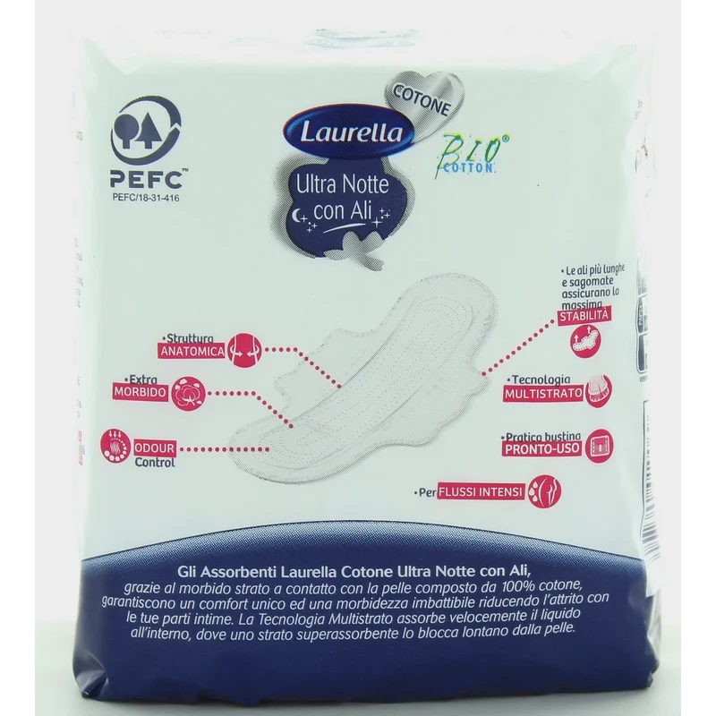 Laurella Cotone Ultra Notte Ali Rip pz 10 – Cartone 12 pz