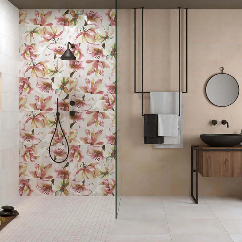 Rivestimento in Ceramica Effetto Cemento 25x75 Cipria Materia Wall - Herberia