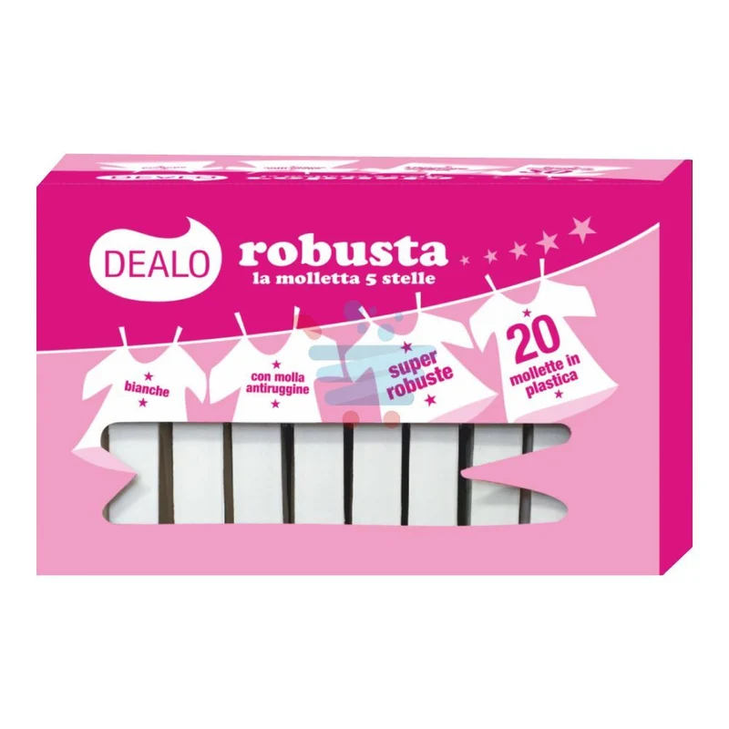 Dealo Mollette Stendibiancheria in Plastica — 20 pezzi per confezione · Cartone da 24 confezioni