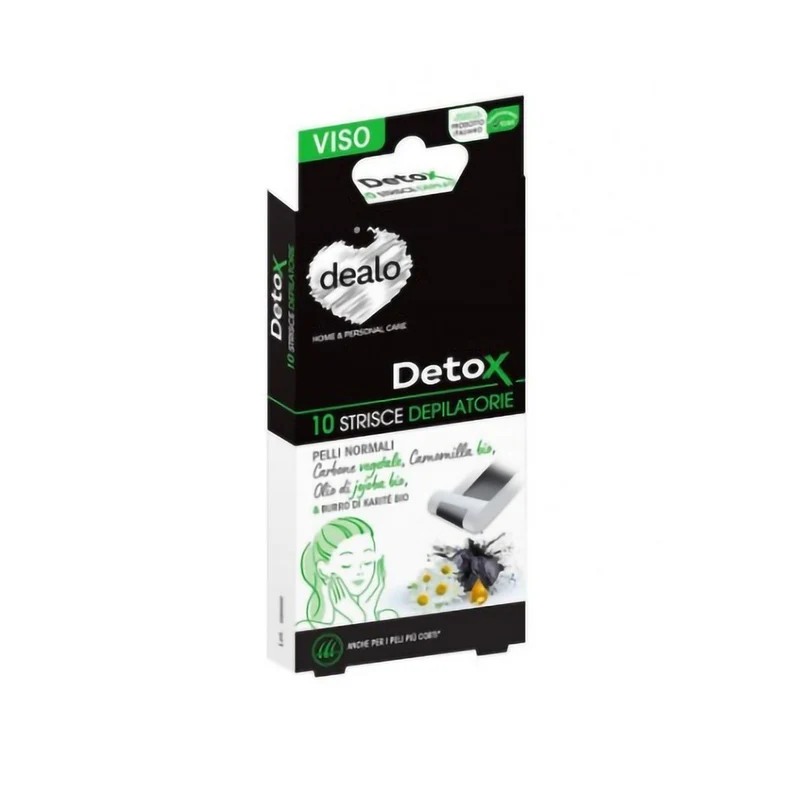 Dealo Strisce Depilatorie Viso — 10 strisce per confezione · Cartone da 12 confezioni