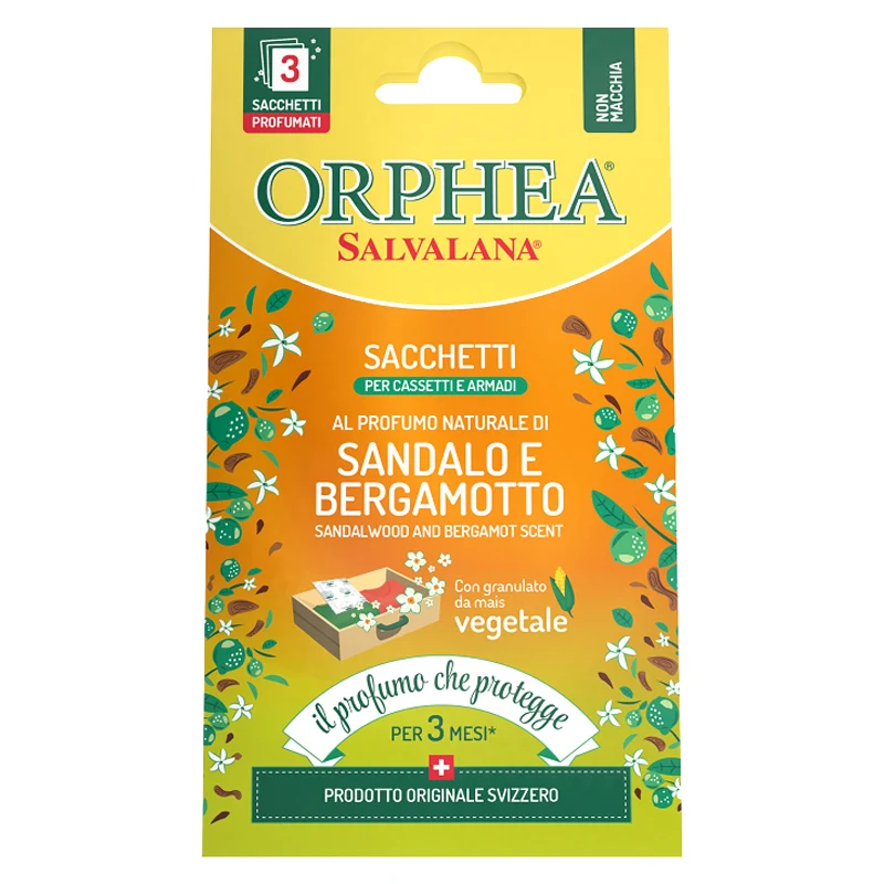 Orphea Sacchetti Profumo pz 3+1 Sandalo&bergamotto – Cartone 12 pz