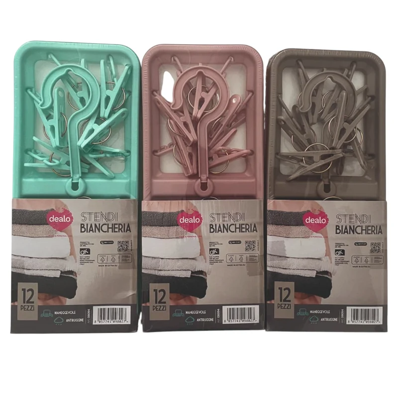 Dealo Stendibiancheria 12 Pinze – Cartone 24 pz