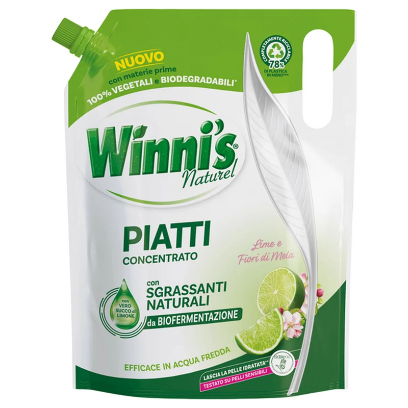 Winni's Piatti Eco Ricarica 900ml — Detersivo Piatti Ecologico · Cartone da 8 confezioni