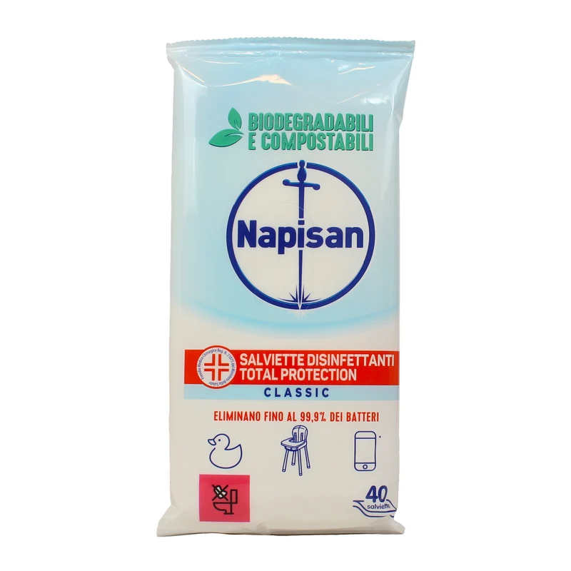 Napisan Salviette Igienizzanti 40 pezzi — Additivo Bucato · Cartone da 8 confezioni