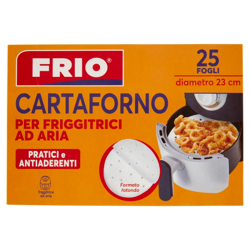 Frio 25 Fogli per Friggitrici Ad Aria Tondi 23cm – Cartone 24 pz