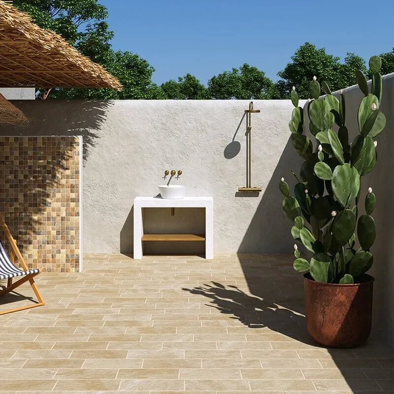 Gres Porcellanato Effetto Pietra Bocciardato 30x60 Quarzite Beige Stone Lab - Herberia