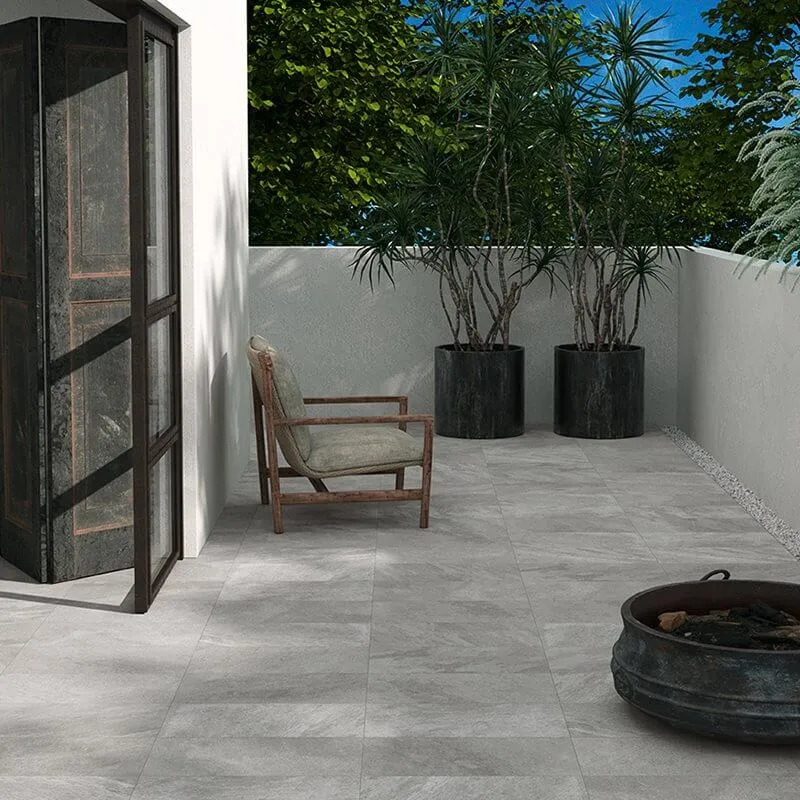 Gres Porcellanato Effetto Pietra Grip 21.6x43.5 Quarzite Grigio Stone Lab - Herberia