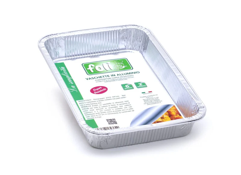 Foli'cont Alluminio Senza coperchio 6porz 2pz – Cartone 36 pz